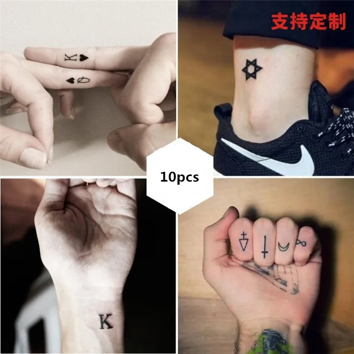 10 шт./компл. татуировки Временные буквы алфавита сердце маленькие временные
