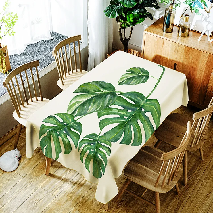 

Printed plant pattern washable decorative household waterproof tablecloth