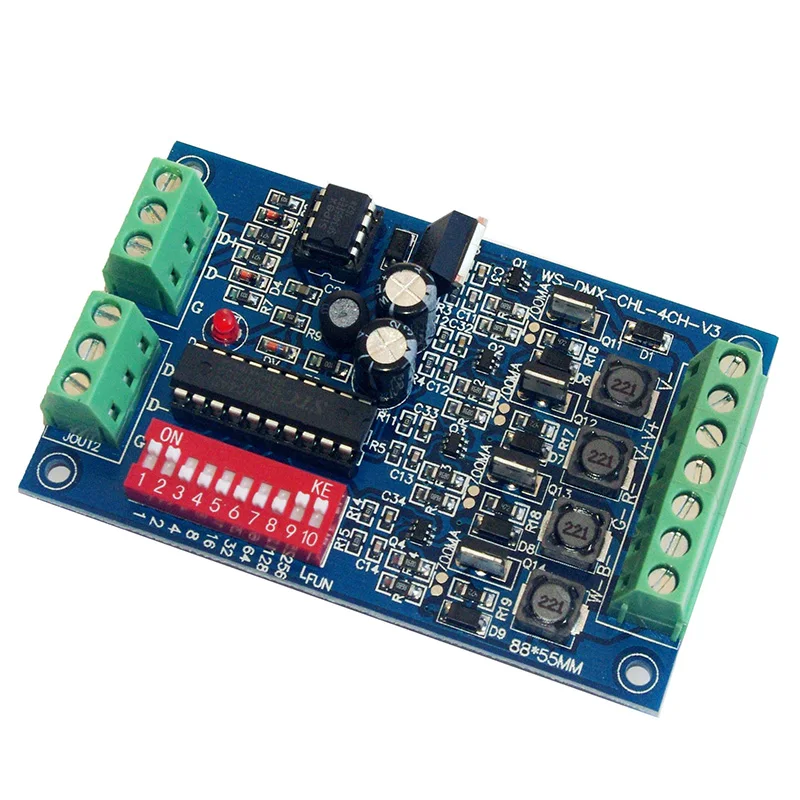 

DC 12В-24В 4CH DMX512 декодер 350MA/700MA Φ декодер RGBW светодиодный свет контроллер лампы