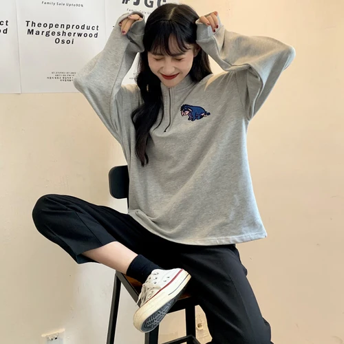 Серая водолазка на молнии с вышитой собачкой из мультфильма Новое поступление 2019