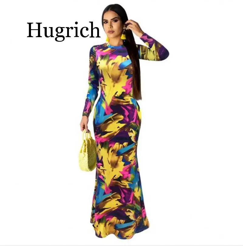 

Sexy Women's Long Dress Elegant Multicolor Female Sundress/Long Sleeve Summer autumn Party Maxi Dresses Warp Vestido De Festa
