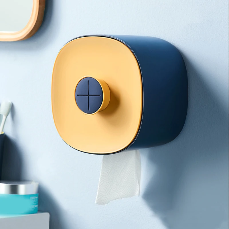 

2021 Waterproof Toilet Paper Holder Wall Mount Punch Free Paper Dispenser with Towel Holder Bathroom Kitchen Supply @LS