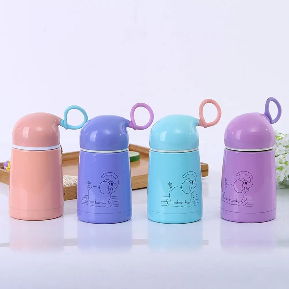 Портативная 300 мл Вакуумная бутылка для детей с принтом слона из нержавеющей