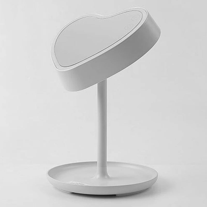 

LED Vanity Mirror Contact Dimming Desk Table Vanity Mirror Heart-Shaped USB Charging Mirror