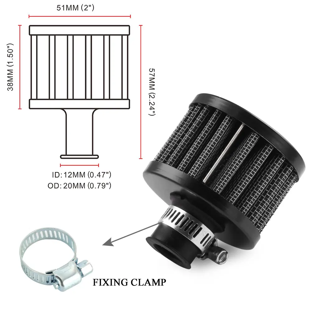 Воздушный фильтр 12 мм 25 впускные фильтры турбо вентиляционная Крышка картера