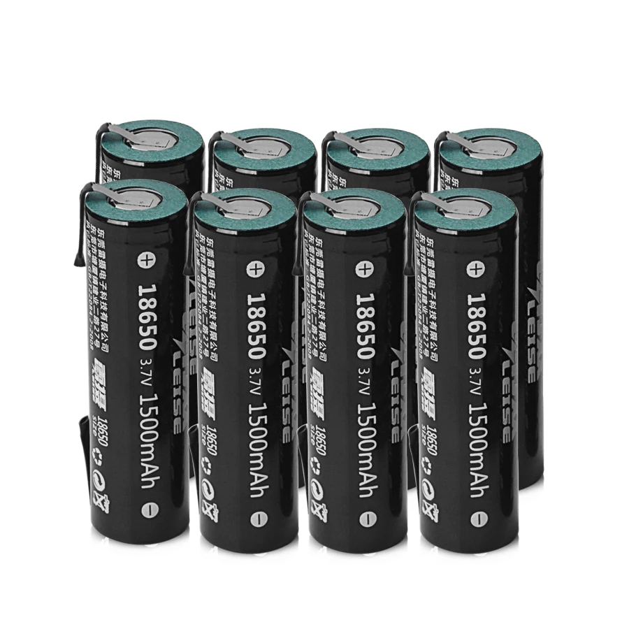 8pcs Новая 18650 1500mah 3,7 V Плоская верхняя литий-ионная аккумуляторная батарея с сваркой никель листовые батареи для банка питания - Цвет: 8pcs