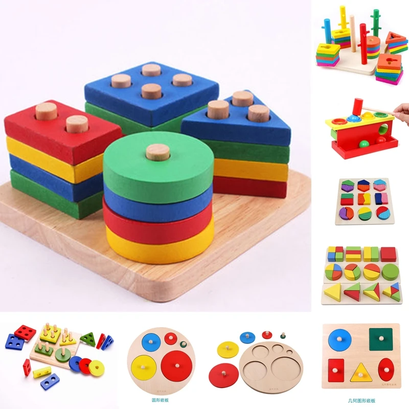 Colorful Geometric Shapes Matching Toys For Children Early Learning Exercise Hands-on Ability Montessori Educational Wooden | Игрушки и