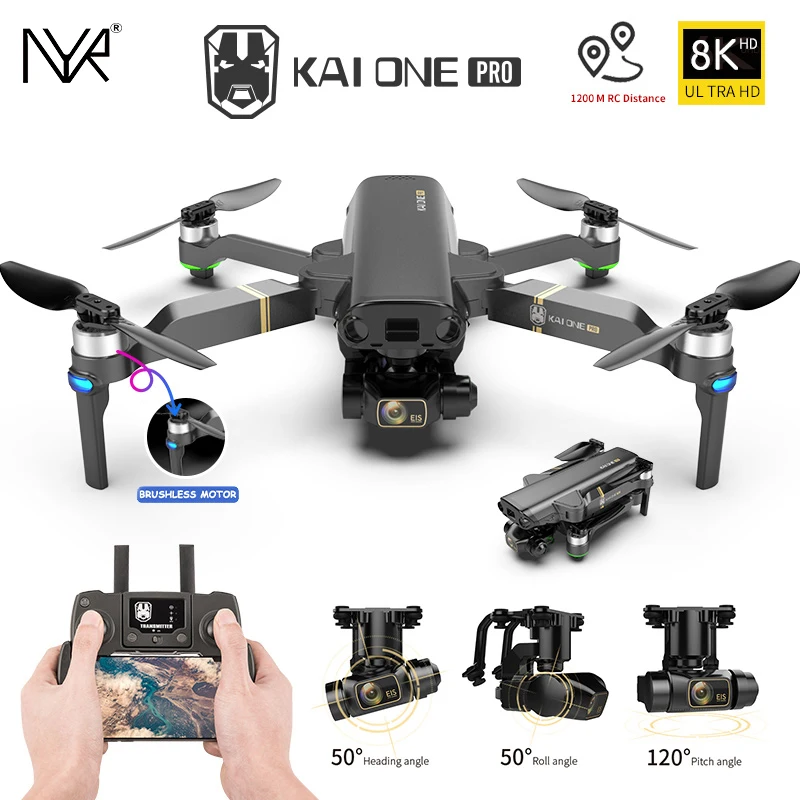 Квадрокоптер NYR 2021 KAI ONE Pro 8k HD механический 3-осевой шарнирный подвес двойная