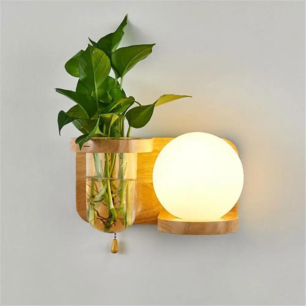 Современная Настенная декоративная лампа с выключателем деревянное стеклянное