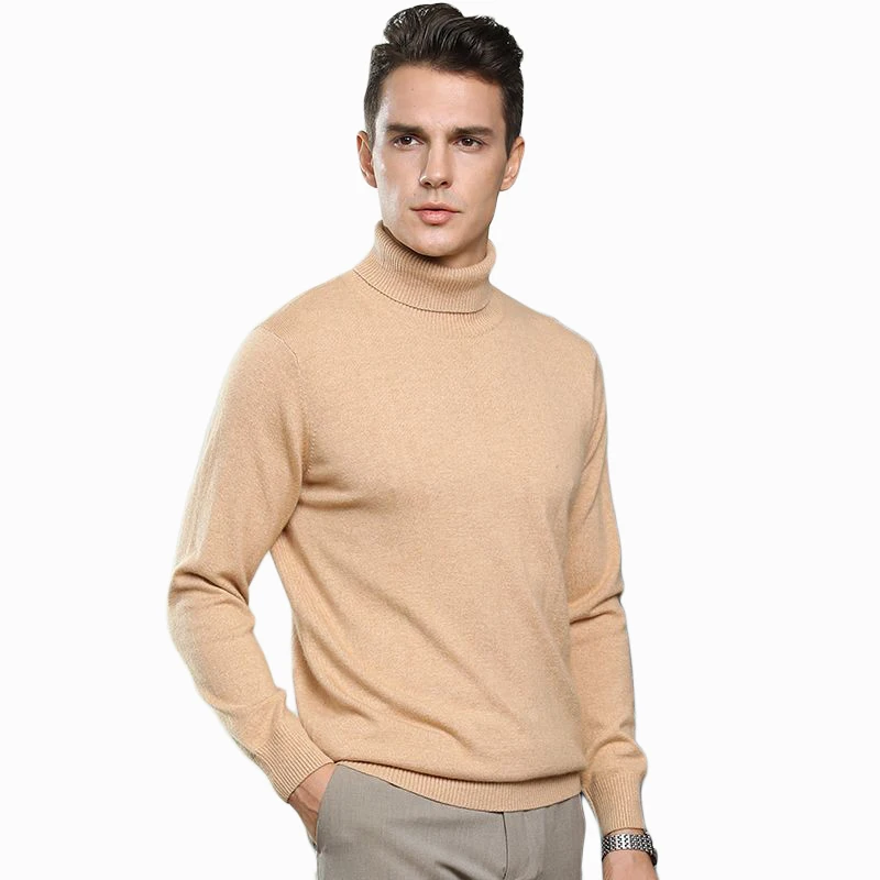 Мужская кашемировая водолазка однотонные базовые пуловеры с отложным