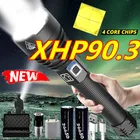 Аккумуляторная светодиодная вспышка XHP90.3 XHP70, мощный водонепроницаемый фонарь с зумом для охоты, 18650, 26650 люмен