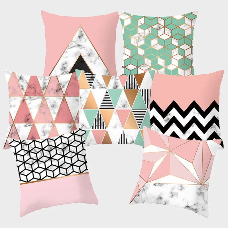 Скандинавская мраморная Геометрическая декоративная искусственная наволочка