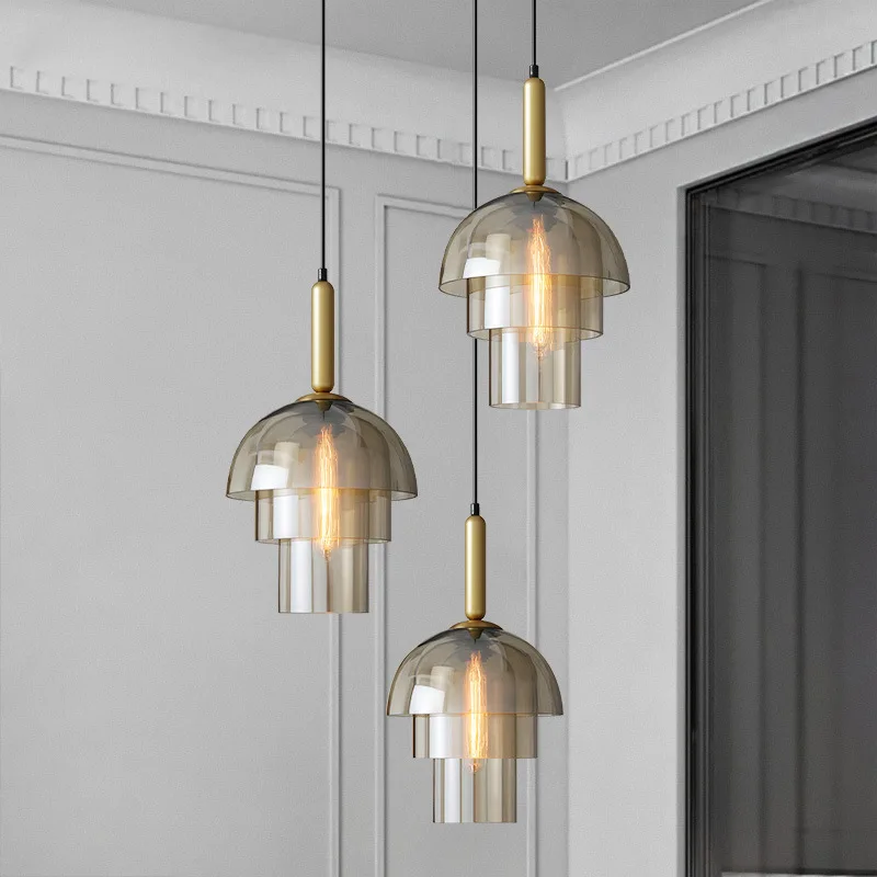 Современные стеклянные подвесные светильники в стиле ретро, промышленные висячие лампы для столовой, спальни, кухни, художественный декора...