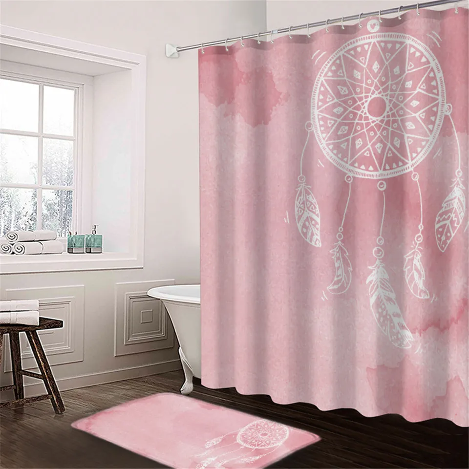 Постельное белье Outlet Dreamcatcher занавеска для душа и коврик для ванной набор Белоголовый Орел Синий водонепроницаемый занавеска для ванной комнаты Boho Ванна Декор 2 шт