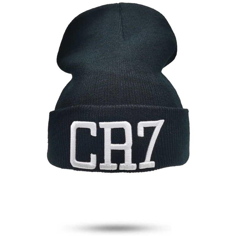 Зимние осенние обжимные шапки унисекс теплые вязаные CR7 облегающие для пары