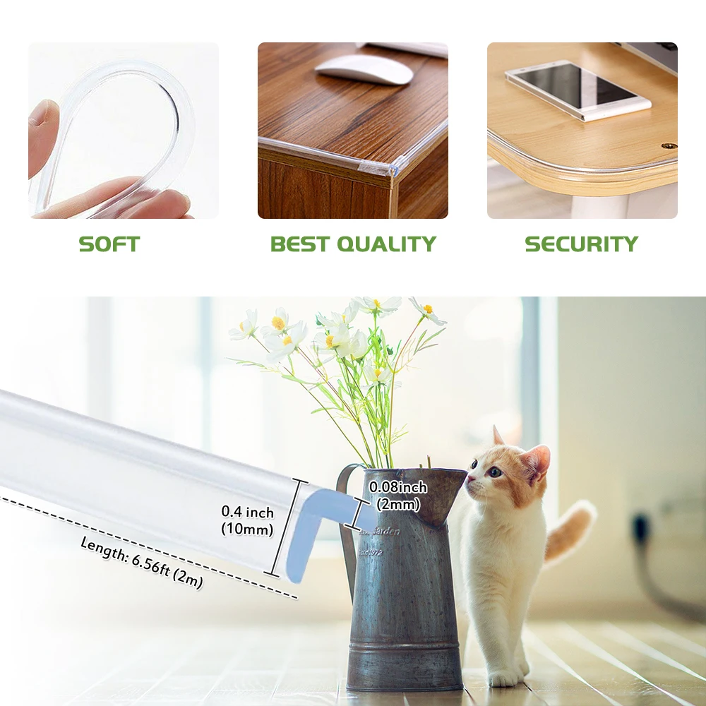 Protector de esquina de 2M para Borde de mesa de beb&eacute;, protectores de esquina de muebles, cubierta de silicona para ni&ntilde;os, tira de parachoques de colisi&oacute;n-5