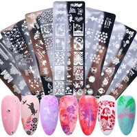 1 sheet nail stamping plates set geometry lace flower leaves striped sweet heartbeat design nails art stamp template mold