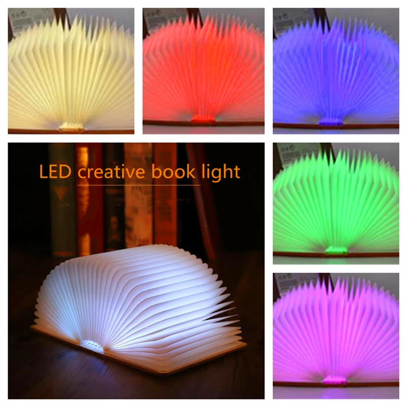 Креативная Подарочная Настольная лампа с USB деревянная складная Светодиодная