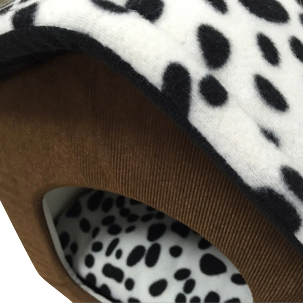 

Fashion Dot Dog Bed Brown Princess Kennel Specify For Puppy Dog Cat Sleeping House With Paw Winter Warm Dog House