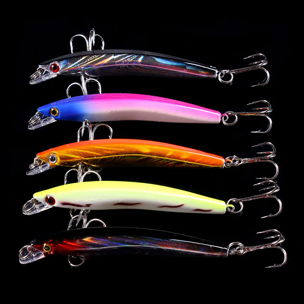 HENGJIA 5pcs/lot Hard Plastic Minnow Fishing Lure 8cm 5g Crankbait Swimbait Bass Pike Tackle 5 colors | Спорт и развлечения