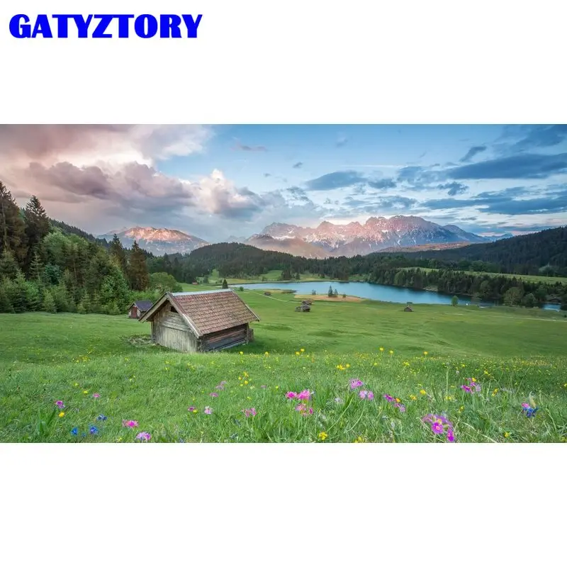 

GATYZTORY DIY Pictures By Number Grasslands Houses Kits Home Decor Painting By Numbers Drawing On Canvas HandPainted Art Gift