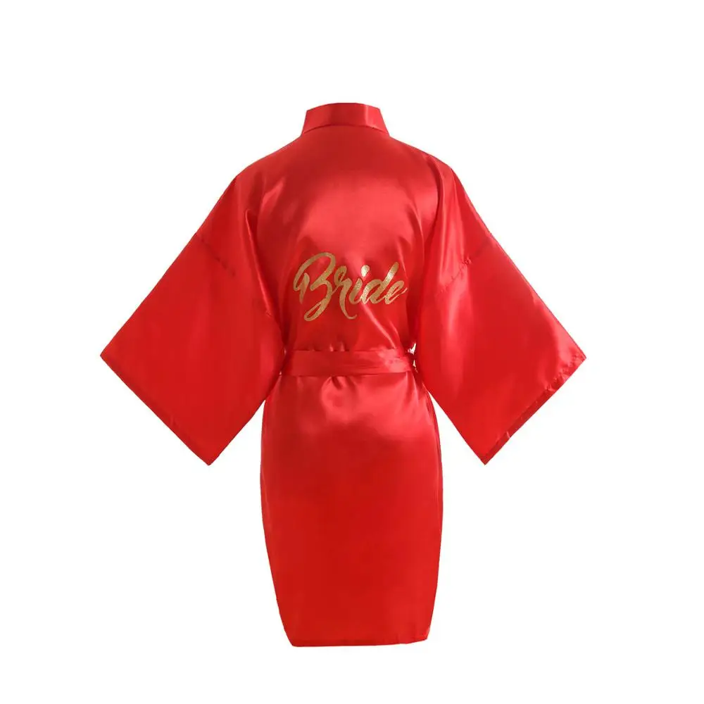

Shanghai Story Satin Bridal Robes Kimono Wedding Party Getting Ready Robe with Bride Gold Glitter 10 Color