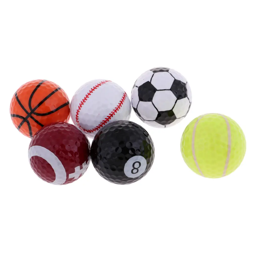 

6PCs Novelty Sports Golf Balls Basketball Soccer Tennis etc. for Indoor Outdoor Training Golfer Gift