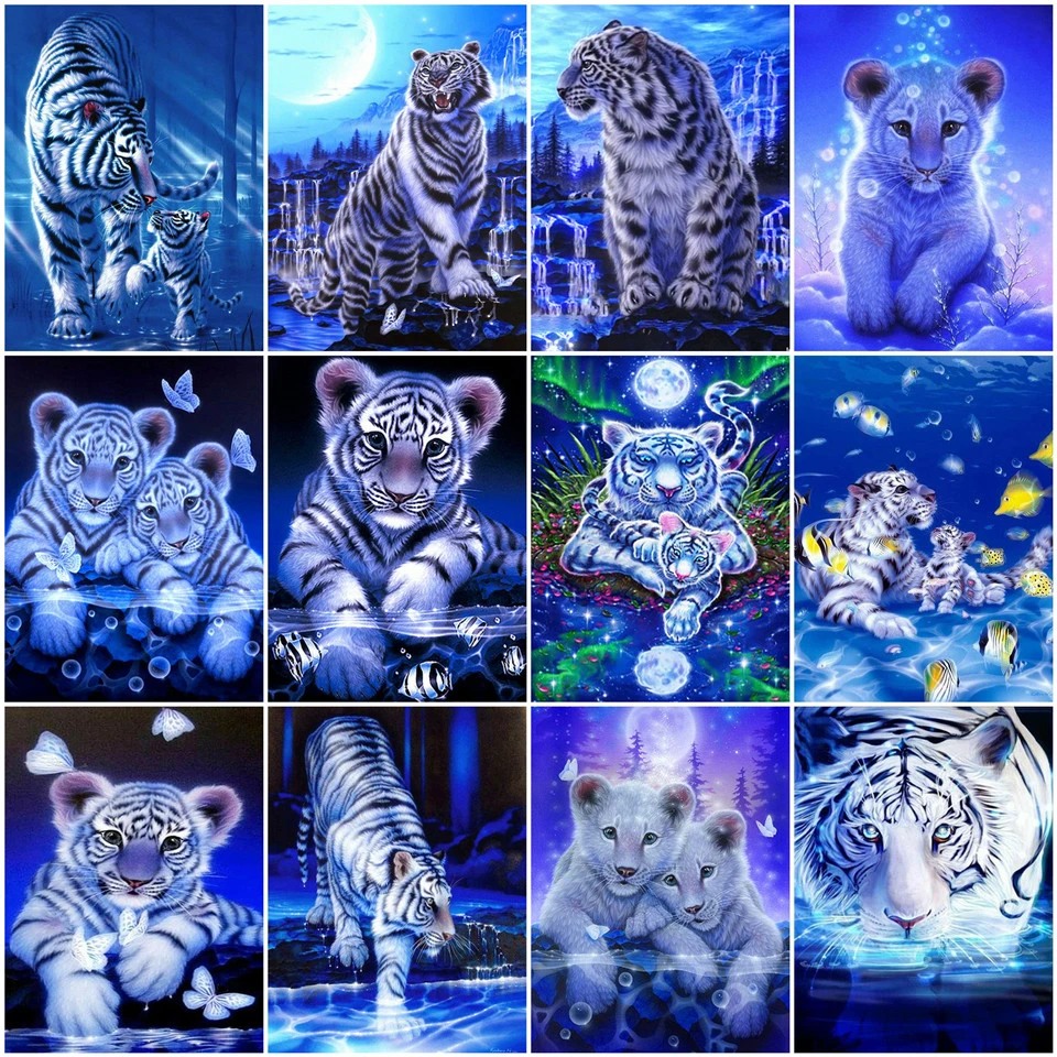 AZQSD картина маслом по номерам тигренок &quotсделай сам&quot Unframe украшения дома