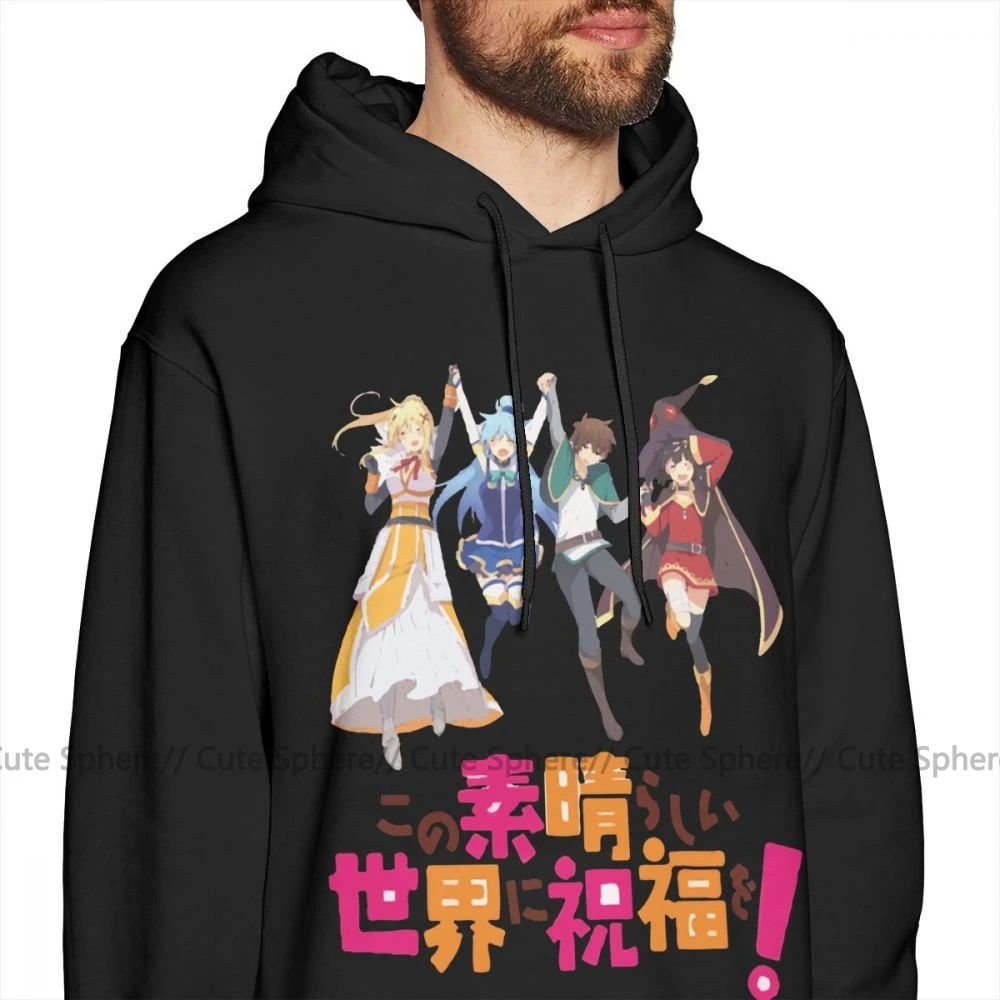 Megumin худи Konosuba толстовки длинный хлопковый пуловер с капюшоном на открытом воздухе черный мужской популярный зимний более размер толстовки