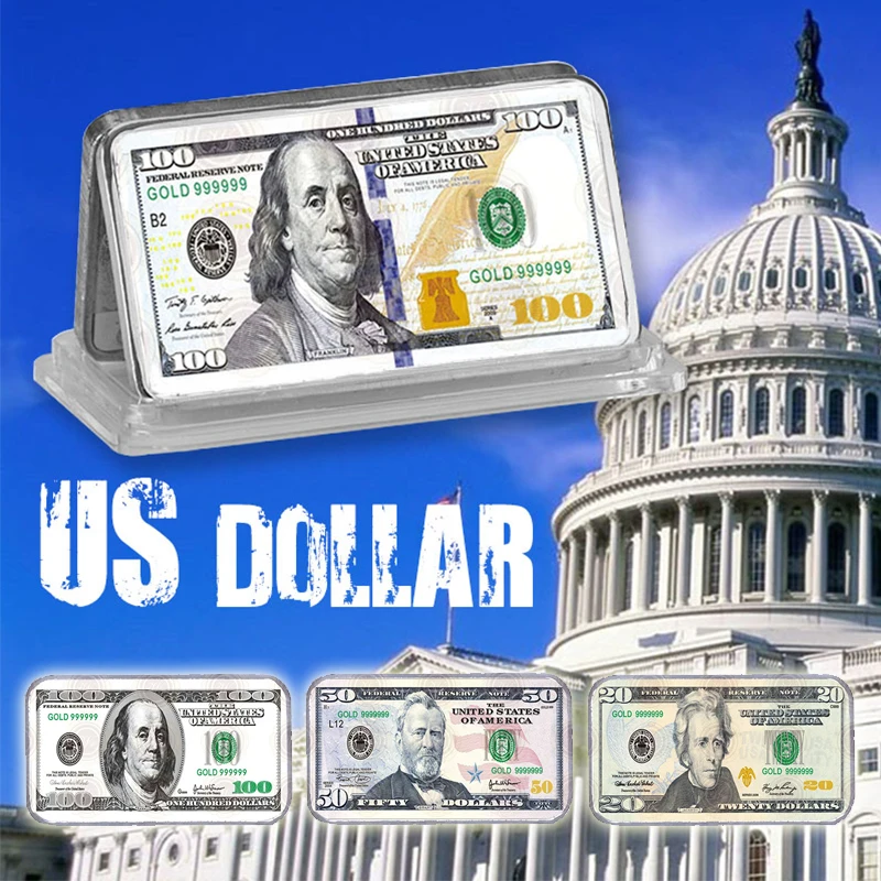WR 99,9 посеребренный слиток бар цветной США 100 доллар деньги дизайн Реплика металлический Арт Бар Сувенир Коллекционные монеты подарки