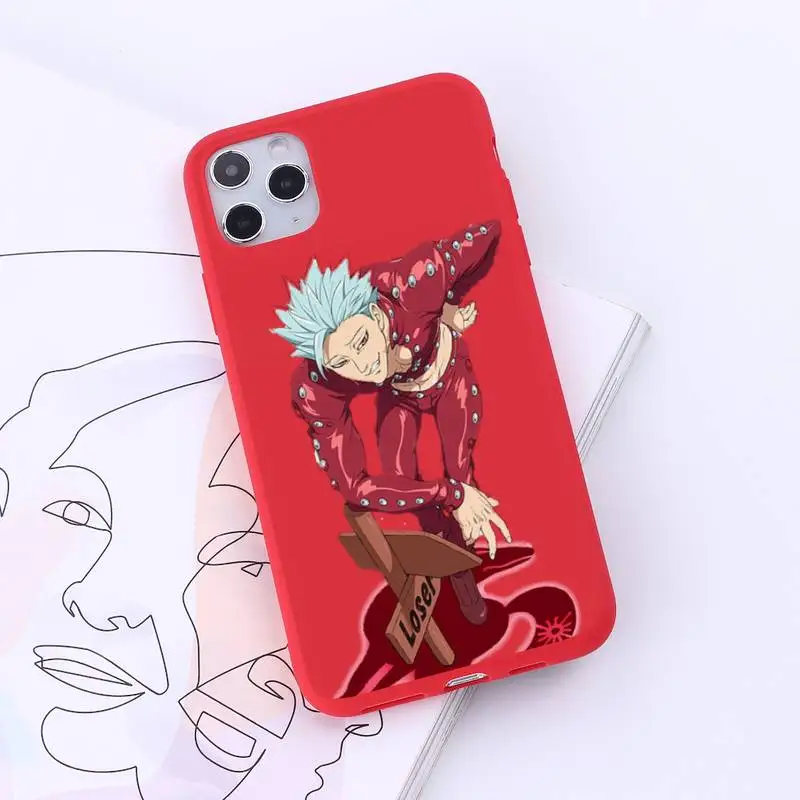 

anime seven deadly sins Phone Case Red Candy Color for iPhone 6 7 8 11 12 s mini pro X XS XR MAX Plus