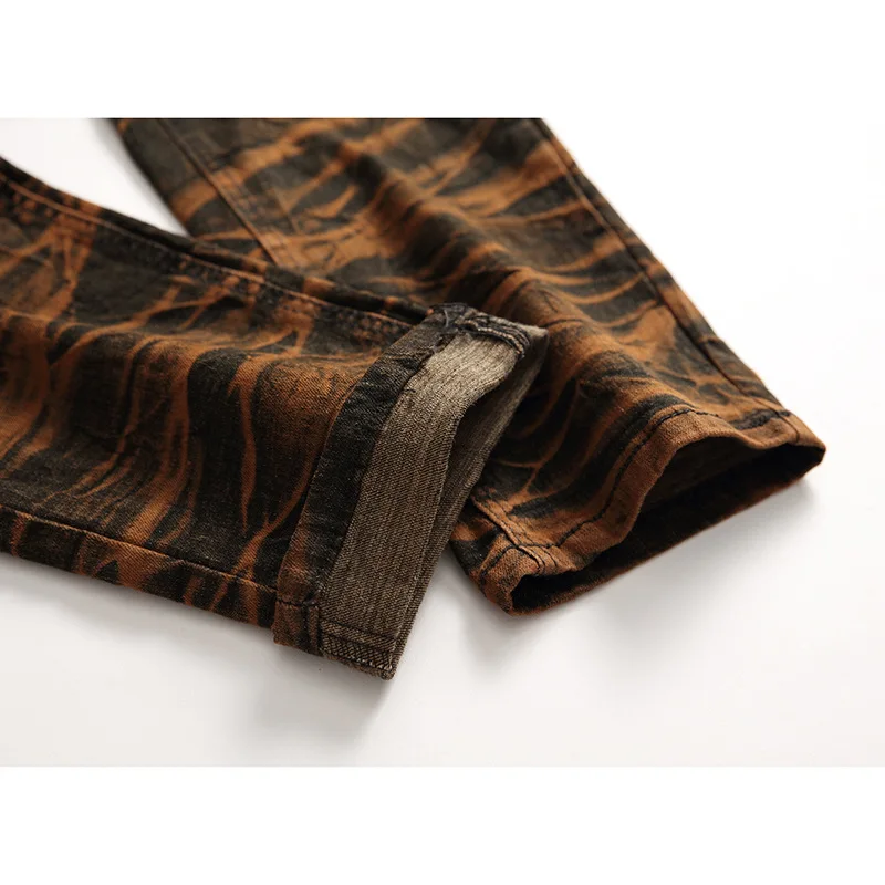 

2020 men's new youth elastic restoring ancient ways straight hole trend type jeans trousers do old personality