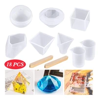 18pc craft diy transparent uv resin epoxy silicone combination molds for diy making finding accessories jewelry measuring cups