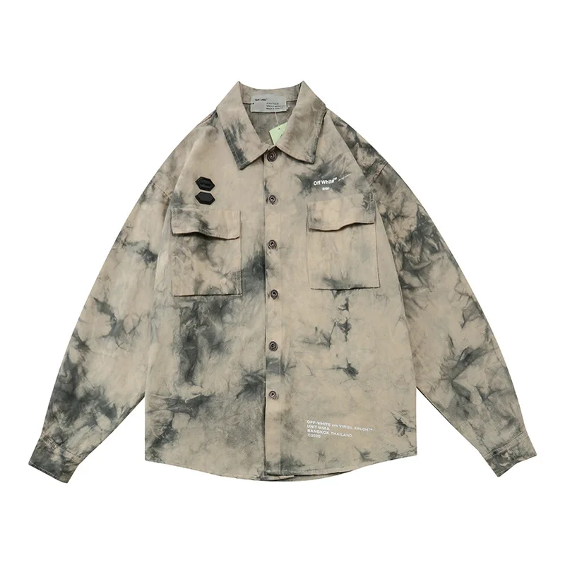 

Hip hop Fashion 2021 Spring Autumn Streetstyle Jacket for Men Clothes Mens Windbreaker Coat Tie-Dyed Outwear