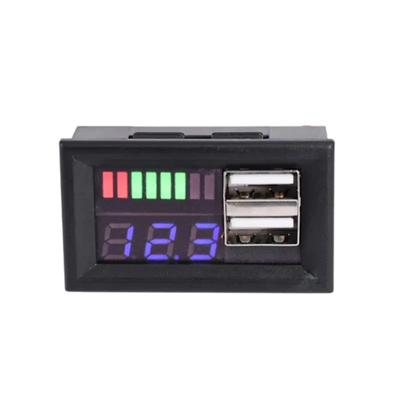 

Blue LED Digital Display Voltmeter Mini Voltage Meter Volt Tester Panel For DC 12V Cars Motorcycles Vehicles USB 5V2A output
