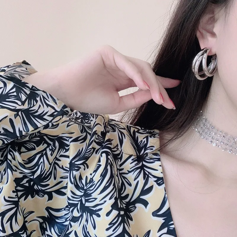 

Korean geometric metal gold earrings gold big ring earrings for women retro Pendant Earrings 2020 trend fashion jewelry