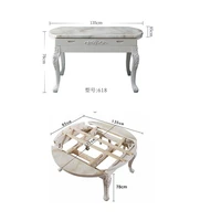 Karois 618 European Style Dining Table And Chair Combination Solid Wood Marble Telescopic Folding Home Round Table