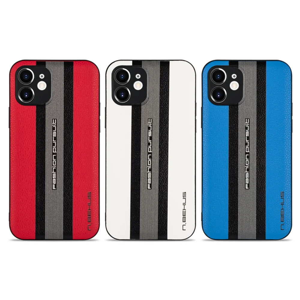 

Fashion stripe Lychee pattern case for iPhone 12 Mini 11 Pro Max Cover Anti-knock luxury leather Cover