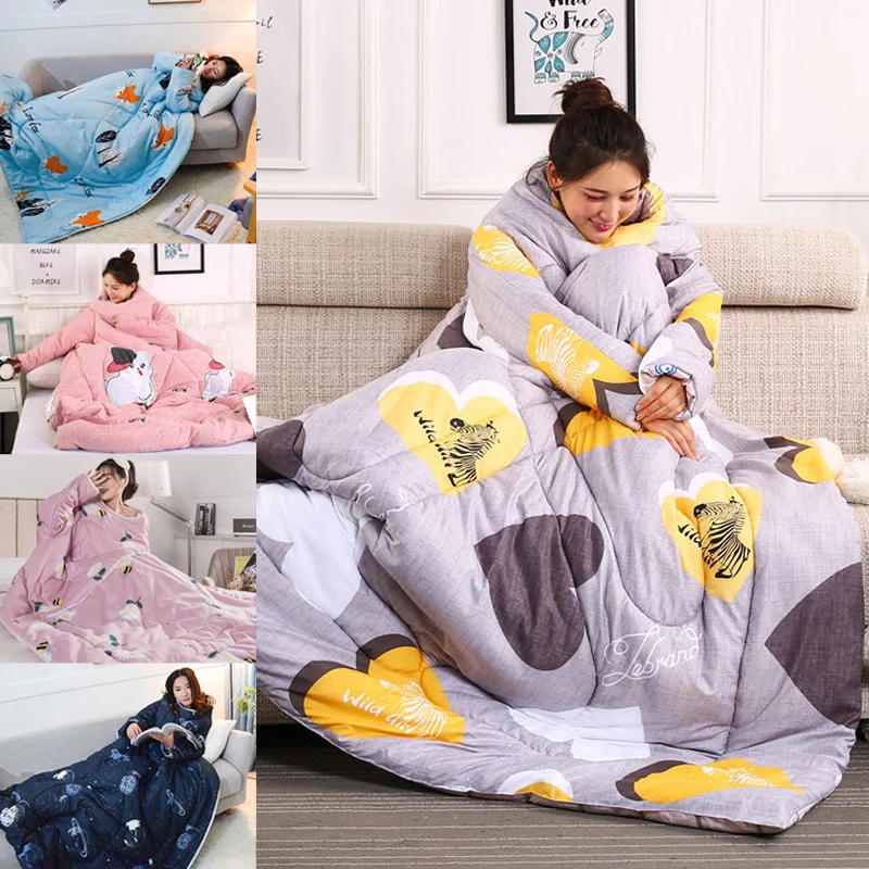 

Lazy Quilt with Sleeves Warm Thicken Blanket Multifunction Soft for Home Winter Nap Warm Supplies FP8
