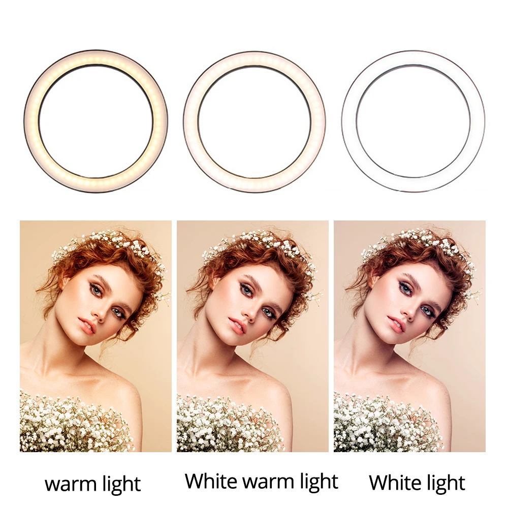 6 дюймов селфи кольцо светильник с мини-штатив Камера кольцевой Светодиодная