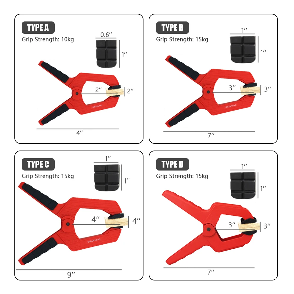 

9 Inch Plastic Spring Clips Heavy Duty Spring Clamp DURA Woodworking Clamp with Flexible Jaw Pad Strong Grip Photography Project