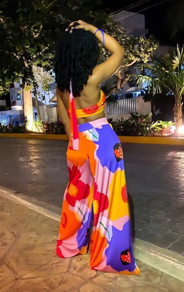 

Sexy Summer Women Folk Two Piece Sets Halter Corset and Wide Leg Pants Suit Wholesale Print Beach Outfit Streetwear Dropshipping