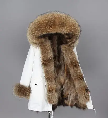 5rabbit fur liner Натуральная меховая белая хлопковая куртка зимняя женская меховая куртка парка подкладка из натурального кроличьего меха с лисьим меховым воротником с планкой добавляют манжеты - Цвет: 5rabbit fur liner