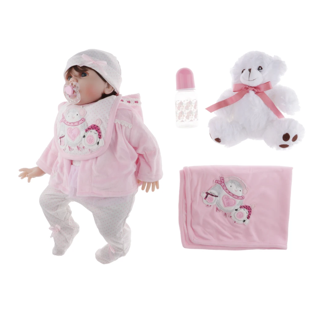 Полусиликоновая Кукла реборн 22 дюйма (тканевое тело) поддельное платье для