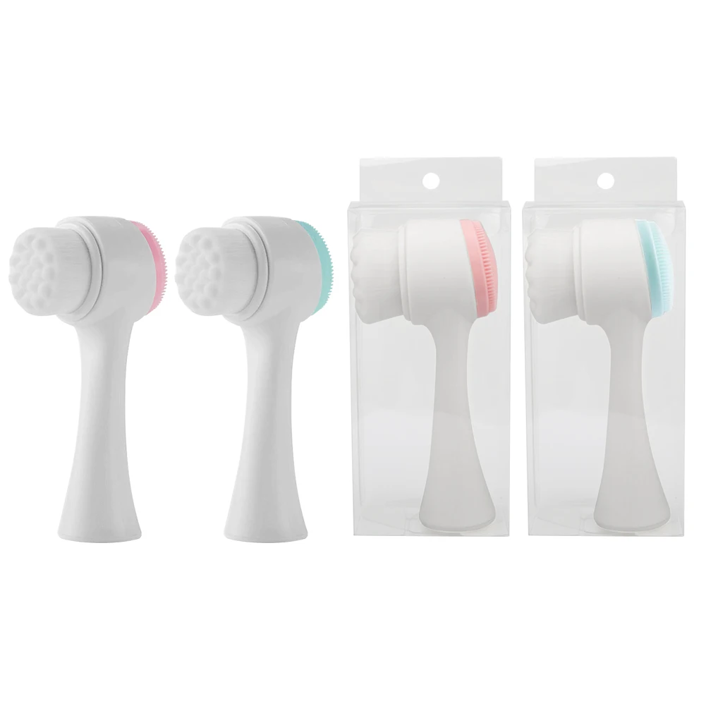 Двухсторонняя силиконовая щетка для очистки пор лица портативный 3D вибрационный