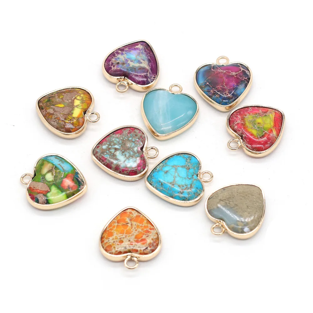 

Natural Stone Charms Heart-shaped Imperial Stone Pendant 1PCS 16*18MM For DIY Necklace Jewelry Finding Accessories
