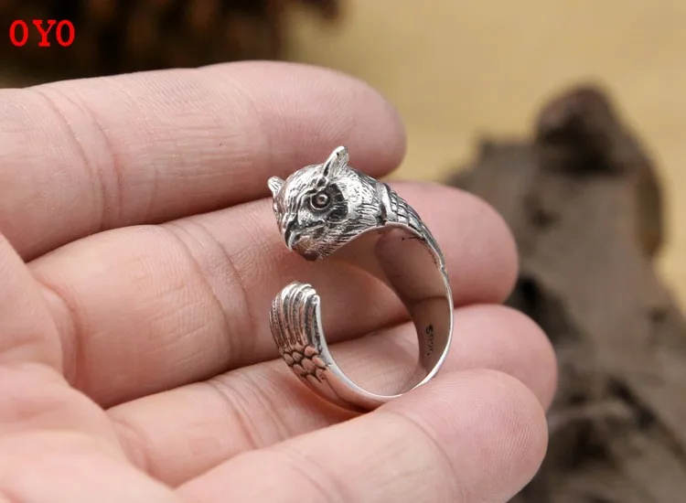 S925 sterling silver jewelry retro creative personality owl fashion men's and women's ring