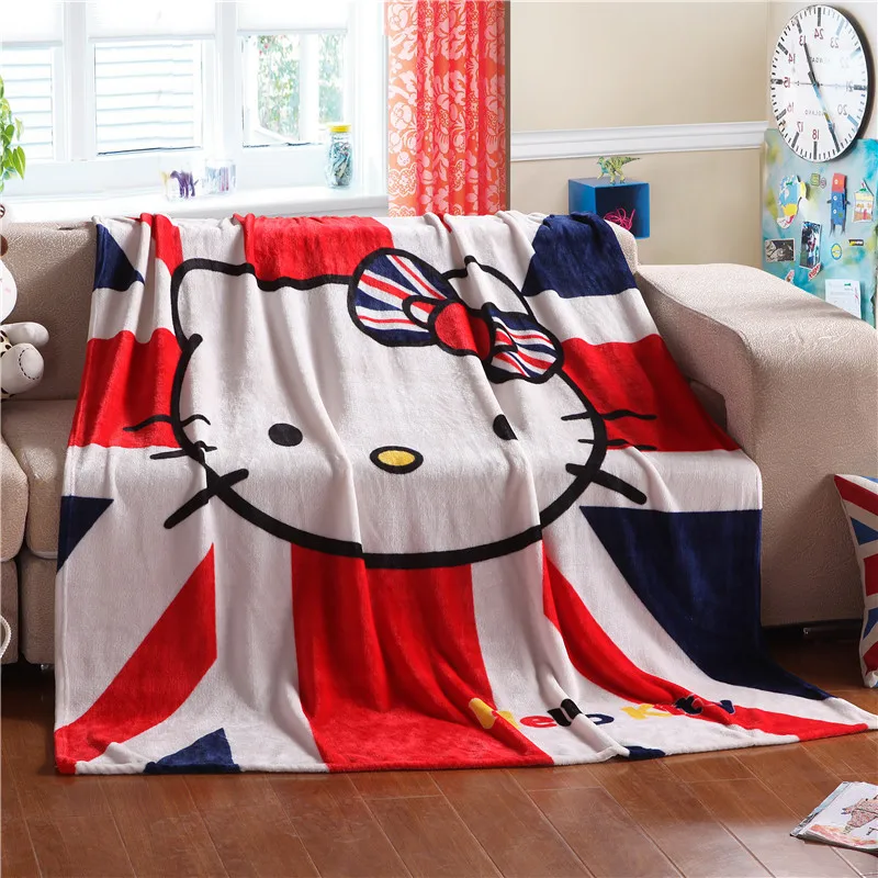 Лидер продаж, одеяло с рисунком hello kitty для детей, подарок, теплое портативное одеяло с изображением Губки Боба, человека-паука, дораэмона, простыня, одеяло для дивана, s