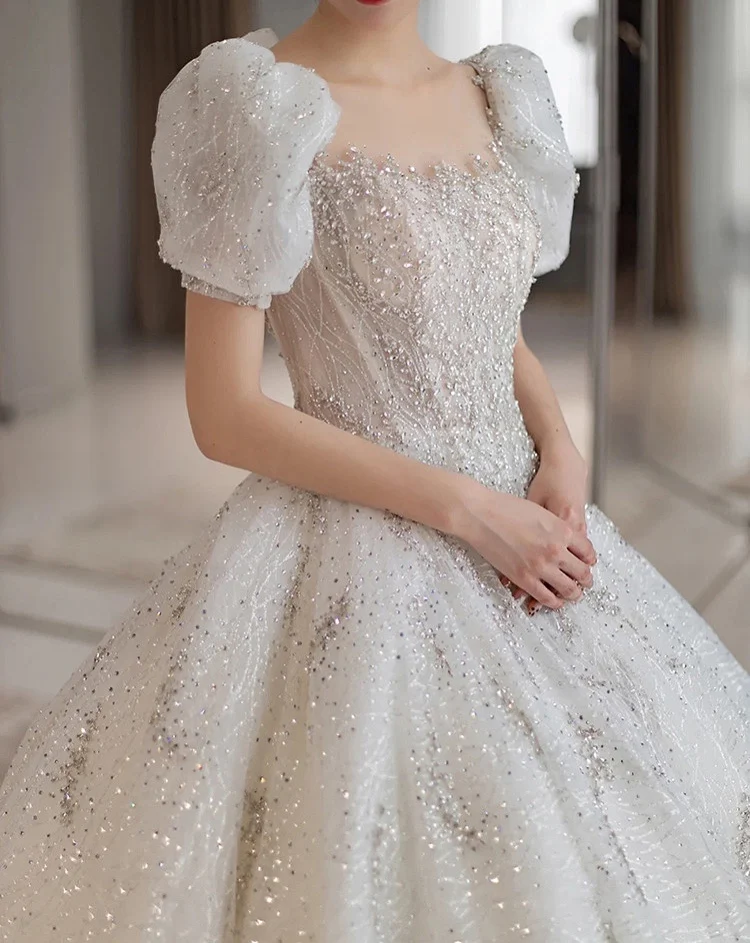 Роскошные свадебные платья из Саудовской Аравии с квадратным вырезом и буффами