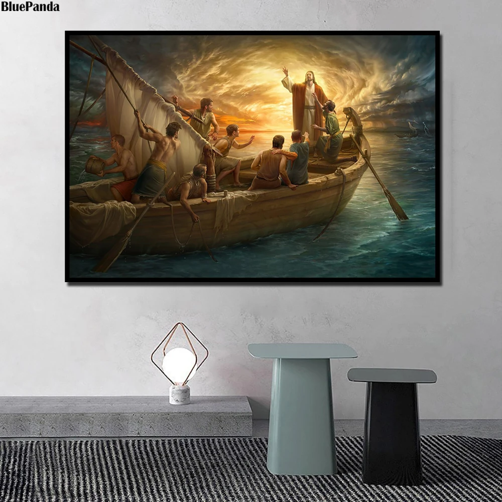 Постер с Иисусом Христа Богом от страха до веры Картина на холсте настенное